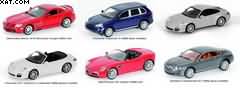 DISPLAY SET 2: STREET CARS 6x6Pcs (Porsche Cayen.S+CarrerS+Cab+Bentley GT+Alfa 8Cspyd+MB SLR McL)
